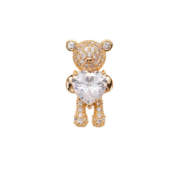 Joya para Uñas Oso Bronce con Circones Incrustados Forma Corazón - Image 3