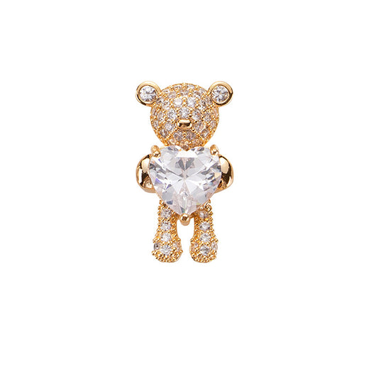 Joya para Uñas Oso Bronce con Circones Incrustados Forma Corazón - Image 3