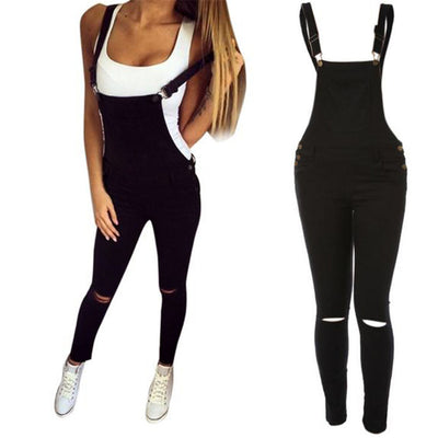 Jumpsuit Denim Desgarrado con Tirantes Dobles para Mujer - Image 10