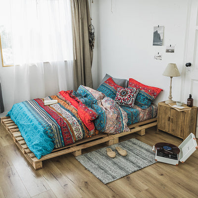 Juego de Cama 4 Piezas Algodón Peinado Estilo Étnico