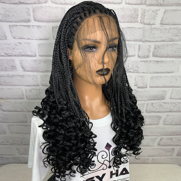 Extensiones de Cabello Rizado Largo con Trenza Negra