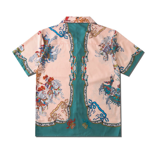 Camisa Oversize Estampada de Manga Corta Unisex - Estilo Harajuku Urbano
