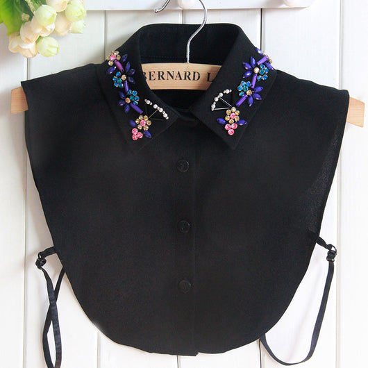 Cuello Postizo Desmontable para Mujer con Diamantes de Colores - Image 8