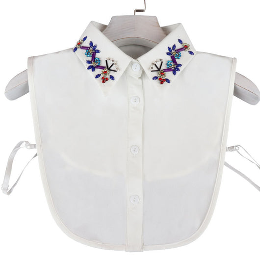Cuello Postizo Desmontable para Mujer con Diamantes de Colores - Image 9