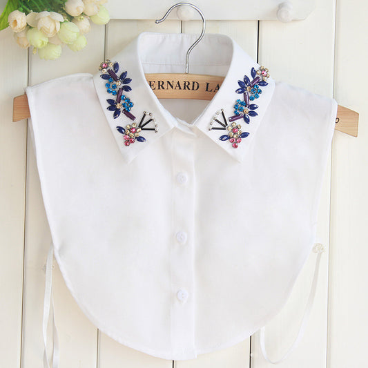 Cuello Postizo Desmontable para Mujer con Diamantes de Colores