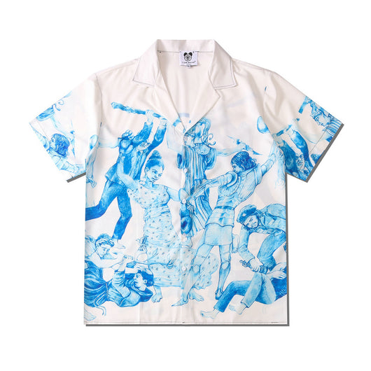 Camisa Hawaiana Oversize de Manga Corta con Estampado Casual para Hombre