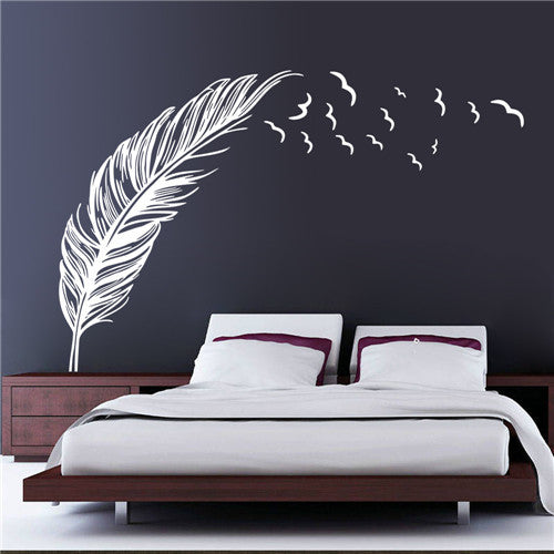 Pegatina de Pared Plumas Decorativas - PVC Removible e Impermeable