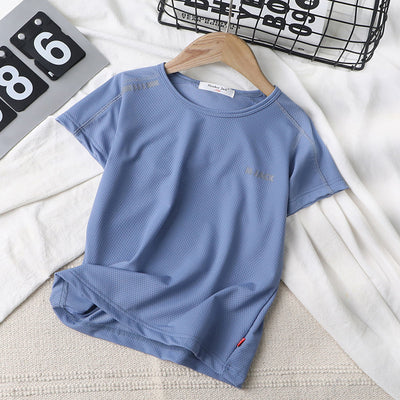 Blusa Infantil de Manga Corta con Cuello Redondo en Malla Transpirable - Image 11