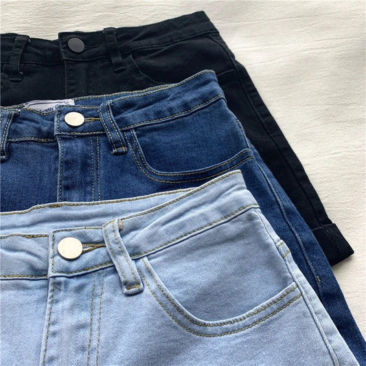 Shorts Vaqueros Cintura Alta Estilo Hong Kong para Primavera y Otoño - Image 2