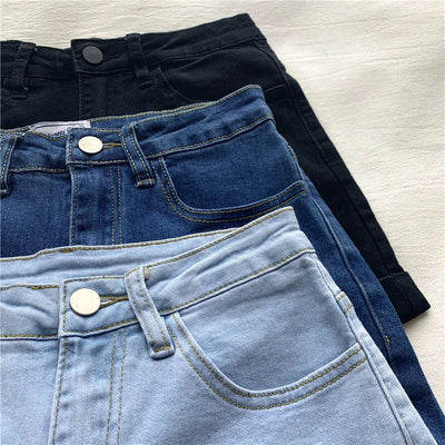 Shorts Vaqueros Cintura Alta Estilo Hong Kong para Primavera y Otoño - Image 2
