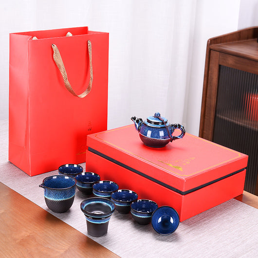 Juego de Té Jian Zhan Espada Saltadora Horno Jun - Caja de Regalo Premium - Image 7