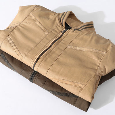 Chaqueta de Algodón para Hombre con Cuello Mao - Diseño Liso y Rayas Otoño Invierno - Image 10