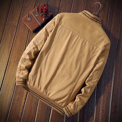 Chaqueta de Algodón para Hombre con Cuello Mao - Diseño Liso y Rayas Otoño Invierno - Image 3