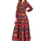 Vestido Étnico Malayo Largo con Manga Larga - Elegancia Tradicional para Mujer