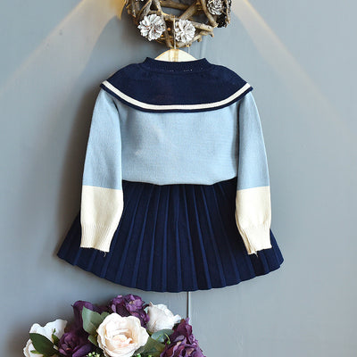 Conjunto Escolar de Falda y Suéter para Niñas, Estilo Colegiala - Image 3