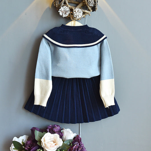 Conjunto Escolar de Falda y Suéter para Niñas, Estilo Colegiala - Image 3