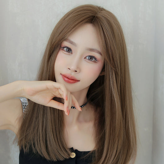 Peluca Larga Recta de Cabello Natural - Estilo Clavícula Elegante