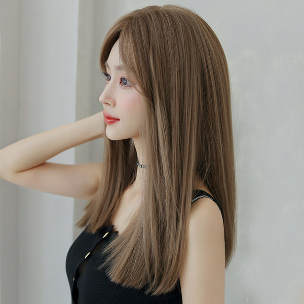 Peluca Larga Recta de Cabello Natural - Estilo Clavícula Elegante
