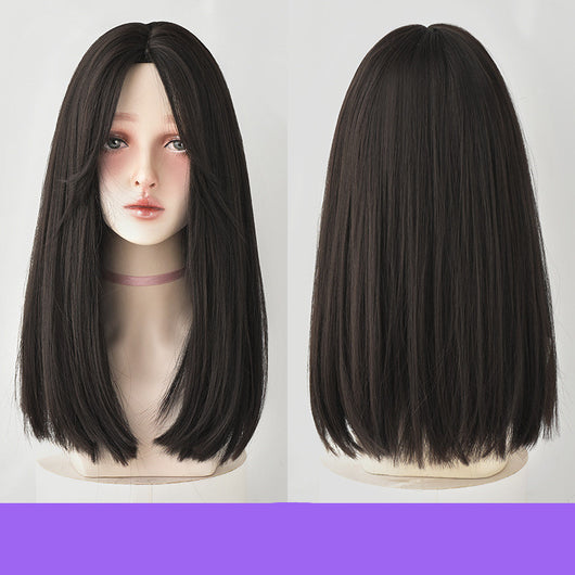 Peluca Larga Recta de Cabello Natural - Estilo Clavícula Elegante - Image 5