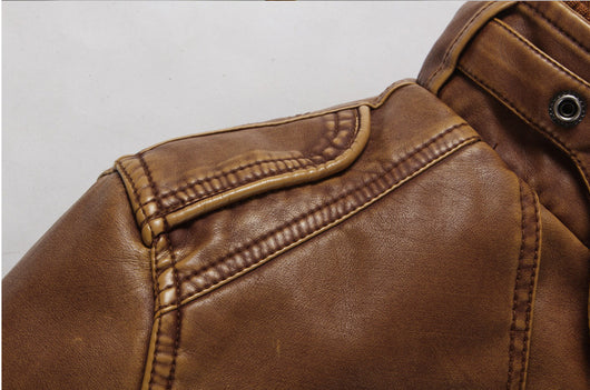 Chaqueta de Cuero para Hombre Acolchada con Forro Térmico - Otoño e Invierno - Image 9