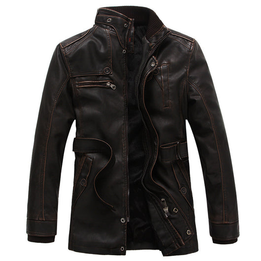 Chaqueta de Cuero para Hombre Acolchada con Forro Térmico - Otoño e Invierno - Image 10
