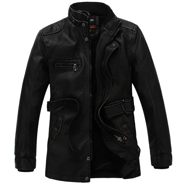 Chaqueta de Cuero para Hombre Acolchada con Forro Térmico - Otoño e Invierno