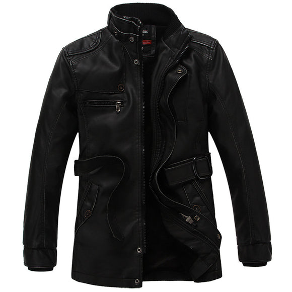 Chaqueta de Cuero para Hombre Acolchada con Forro Térmico - Otoño e Invierno