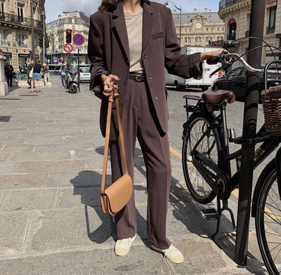 Pantalón Ancho de Cintura Alta con Top Suelto