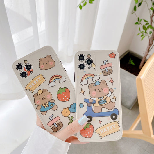 Funda Compatible con iPhone XR y iPhone 12 - Diseño Osito Fresa - Image 9