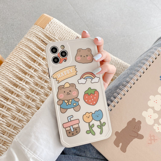 Funda Compatible con iPhone XR y iPhone 12 - Diseño Osito Fresa