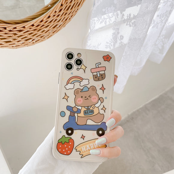 Funda Compatible con iPhone XR y iPhone 12 - Diseño Osito Fresa