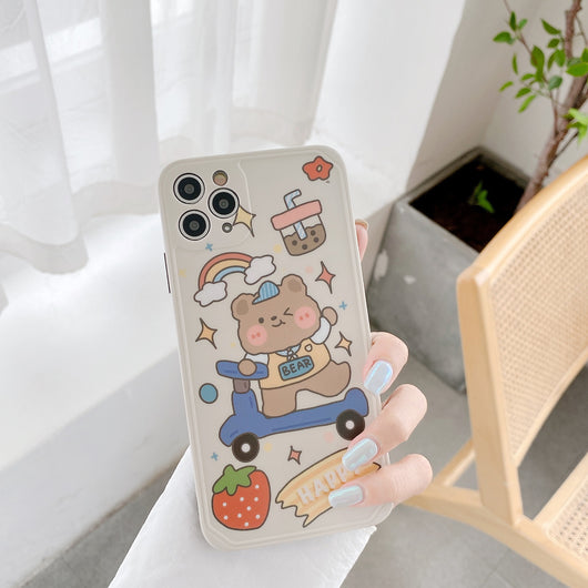 Funda Compatible con iPhone XR y iPhone 12 - Diseño Osito Fresa - Image 3