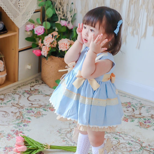 Vestido Infantil Dos Piezas Estilo Palacio con Falda Abullonada