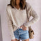 Suéter Tejido para Mujer Color Sólido Pullover Base