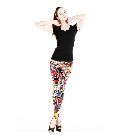 Leggings Estampado Cabeza Humana Graffiti con Tela de Seda de Leche - Image 8