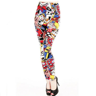 Leggings Estampado Cabeza Humana Graffiti con Tela de Seda de Leche - Image 10