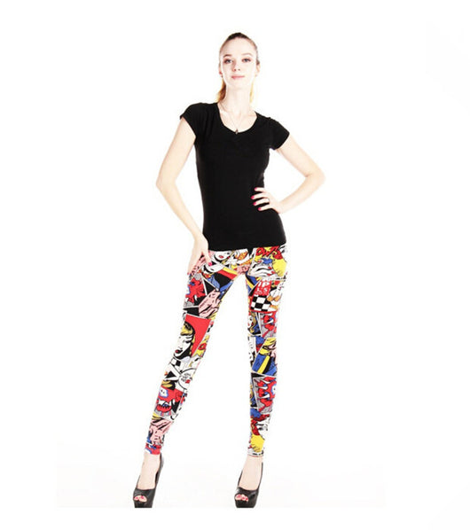 Leggings Estampado Cabeza Humana Graffiti con Tela de Seda de Leche - Image 9