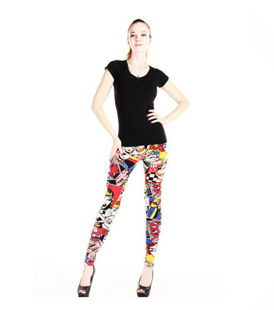 Leggings Estampado Cabeza Humana Graffiti con Tela de Seda de Leche - Image 4