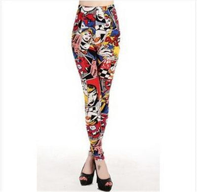 Leggings Estampado Cabeza Humana Graffiti con Tela de Seda de Leche - Image 5