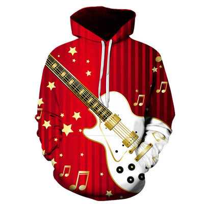 Sudadera Hoodie Hombre Estampado Guitarra 3D - Corte Holgado Moderno - Image 2