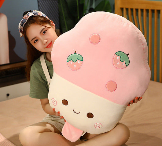 Almohada Peluche de Helado y Frutas - Juguete Suave para Decoración del Hogar