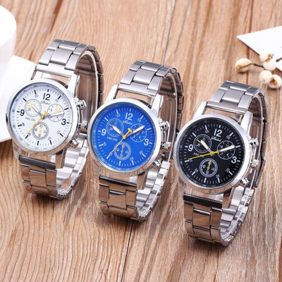 Reloj de Pulsera Hombre Tres Esferas Seis Agujas Acero Inoxidable Cuarzo - Image 3