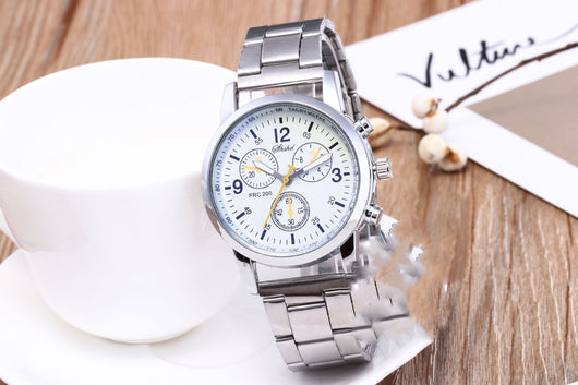 Reloj de Pulsera Hombre Tres Esferas Seis Agujas Acero Inoxidable Cuarzo - Image 4