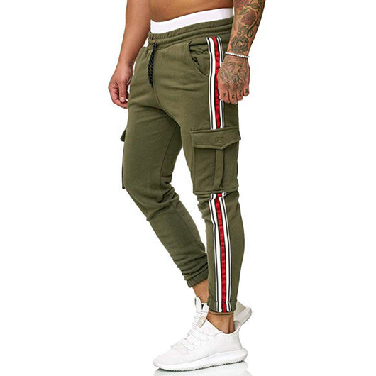 Pantalones Deportivos Casuales con Bolsillos en Rodilla y Diseño Rayado - Image 3