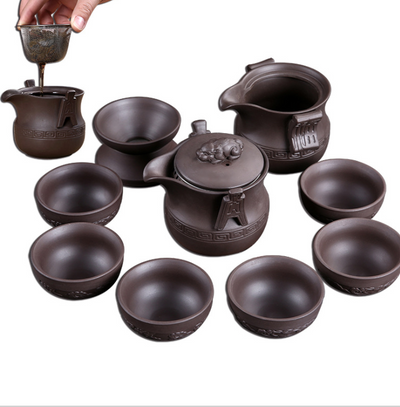 Juego de Té Kung Fu Zisha con Tetera de Cerámica Pixiu, Taza Rápida y Filtro - Image 8