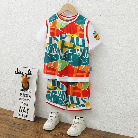 Conjunto de Verano Coreano para Niño - Chaleco y Pantalón Corto Mesh