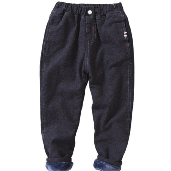 Pantalones Casuales de Invierno para Niños Estilo Coreano con Forro de Cachemira