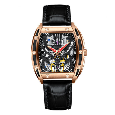 Reloj Mecánico Automático Cuadrado con Esfera Calada y Luminoso Resistente al Agua - Image 4