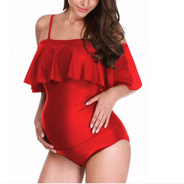 Traje de Baño Premamá Talla Grande Elegante de Una Pieza