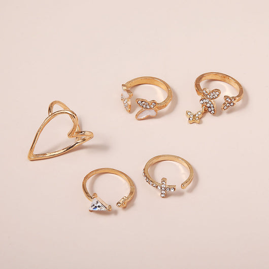 Anillo Mariposa con Corazón Hueco y Cristales Brillantes - Image 2